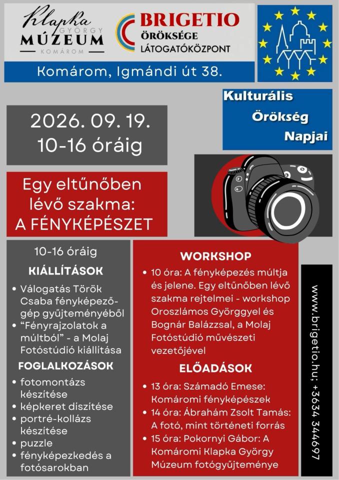 Komárom, múzeum, Brigetio, MBK, Kulturális Örökség Napjai
